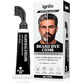 Beard Dye Comb for Men, Natural Black Beard Color Applicator, Reusable Comb, Covers Gray Beard Hair