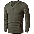 LTIFONE Sweaters for Men, Mens V Neck Sweater Slim Fit Comfortably Knitted Long Sleeve Casual Business Pullover Dress Sweater