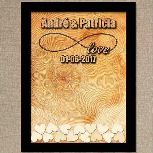 Teisyouhu Black Wood Design Love Infinite Guestbook Wedding Drop Top Frame Alternative Wedding Guest Book Name Personalized Guestbook Sign 16 x 20 inch with 150 Hearts