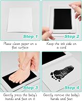 MOXTOYU Baby Footprint Kit Handprint Kit Inkless Pads 4 Frames 6 Cards view 4