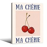 Funky Cherry Wall Art Vintage Red Blue Aesthetic