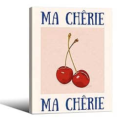 Funky Cherry Wall Art Vintage Red Blue Aesthetic