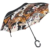 MRMIAN Windproof Inverted Open Close Reverse Rain Umbrella Inside Out Quality Waterproof Parasol Upside Down Stick Shelter with Hook c Handle
