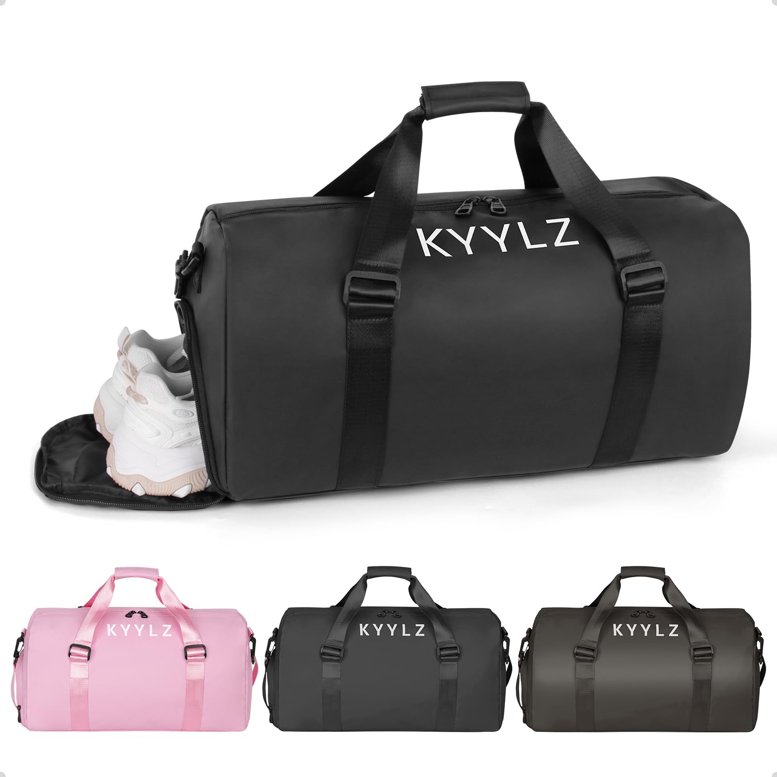 KYYLZ Sports Bags for Men and Women, Travel Bag and Handbags, Sports Bag with Shoe Compartment and Wet Compartment, Swimming Bag, Weekender Training Bag, Bag for Gym, Fitness, Holiday, Overnight