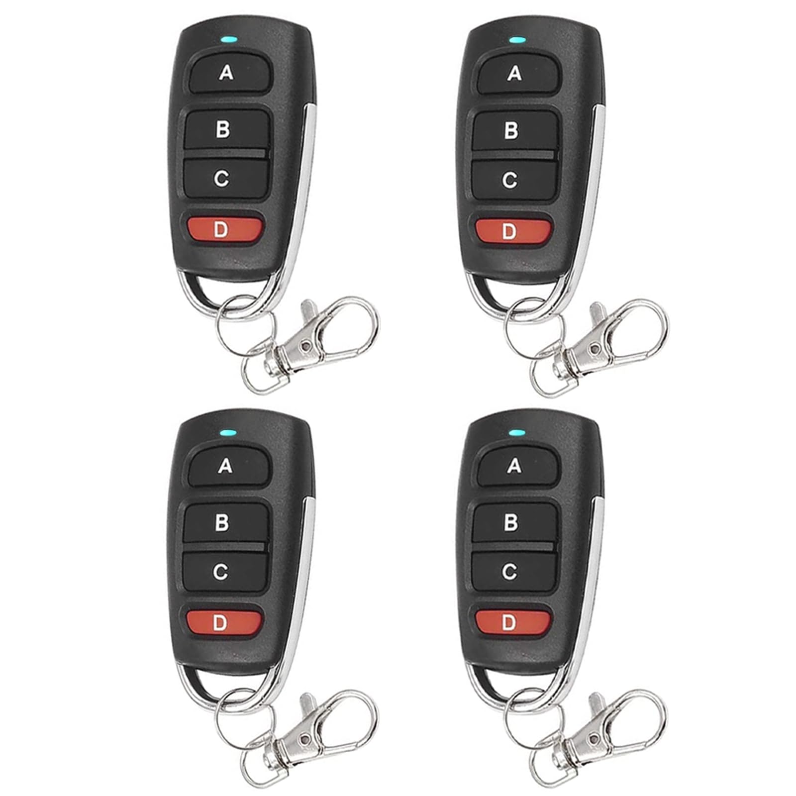 Bkiyougo 4Pcs 433mhz remote, garage remote control key fob, garage door opener remote, universal wireless Copy remote control keychain RF Transmitter for Garage Door Electric Gate
