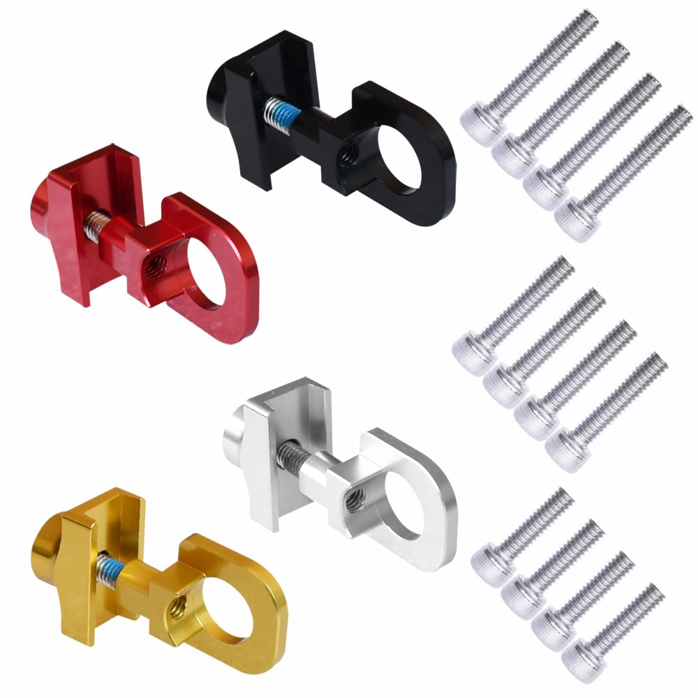 Lotatheta 4 Sets Bike Chain Adjuster 4 Colors Bicycle Chain Tensioners Fixing Buckle Wheel Fastener Cycling Regulator Aluminum Alloy Black Red Gold Silver for Single Speed Bike
