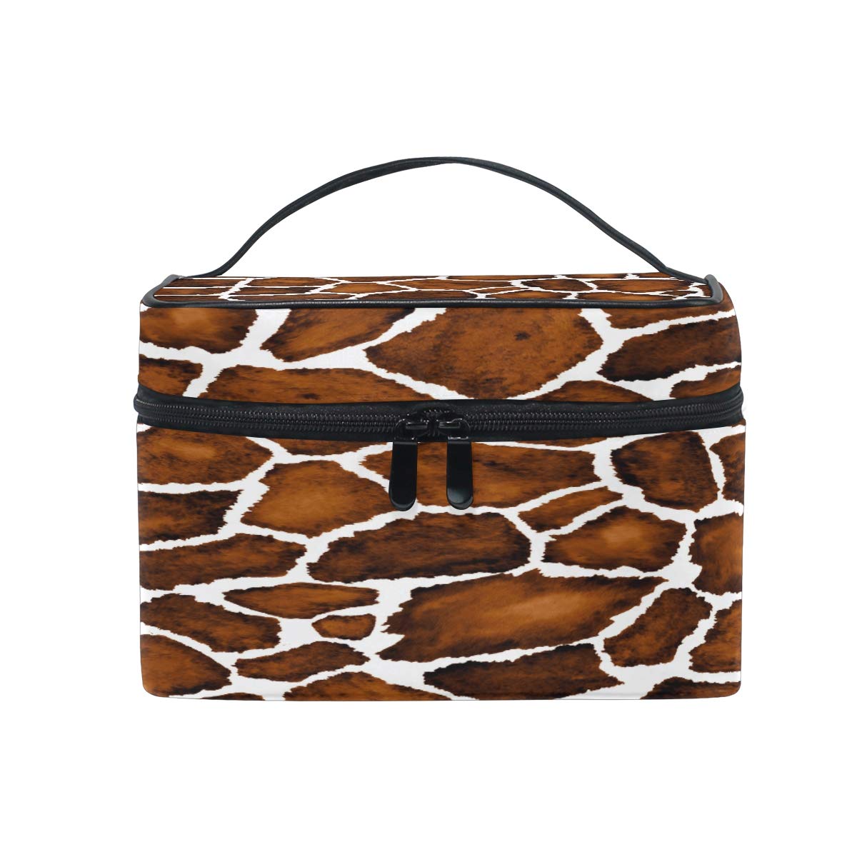 Cosmetic Bag Fashion Animal Print Makeup Bag Travel Toiletry Bag Cosmetic Train Case Make-Up Tote Organizer Box Storage With Mesh Bag Brush Holder for Women Kids Girls Men
