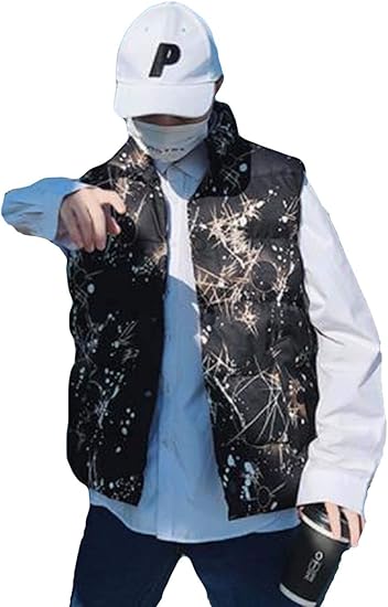 Amazon Debangni ダウンベスト メンズ 秋冬 ノースリーブ ダウンジャケット 花柄 立ち襟 軽量 防寒コート シンプル ベスト スリム 大きいサイズ 厚手 暖かい アウター ファッション ベスト 通販