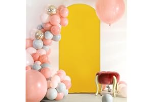 FOTSHARER Wedding Arch Backdrop Cover Chiara 2.6x6FT Gold Arch Cover for Party Events Spandex Fitted Arch Covers Fabric for Photography Round Top Backdrop for Birthday Ceremony Decorations