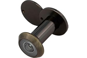 Amig - Super-Wide Angle Brass Door Viewer | Easy Install, Scratch-Resistant, Enhanced Security for Homes | Brass Leather, Ø14mm, Door Thickness 14x24 Inch | 35-60 mm, Brass