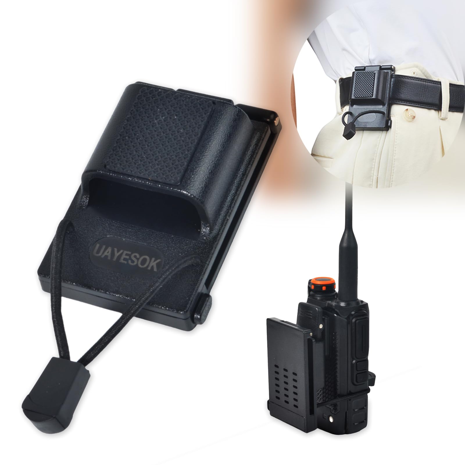 UAYESOK Radio Holder Belt Clip Universal Walkie Talkie Holster for Duty Belt Tactical Handheld Radio Pouch Case for Kenwood Motorola Baofeng Quansheng Icom Radio Accessories (Clip & Belt)