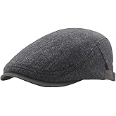 Mens Herringbone Tweed Newsboy Cap Flat Ivy Gatsby Hat Adjustable Cabbie Cap for Women