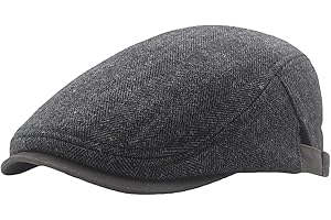 PTDUABENLU Mens Herringbone Tweed Newsboy Cap Flat Ivy Gatsby Hat Adjustable Cabbie Cap for Women