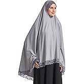 Muslim High Stretch Hijab Pure Color Half-body Cover Hijab with Lace for Praying