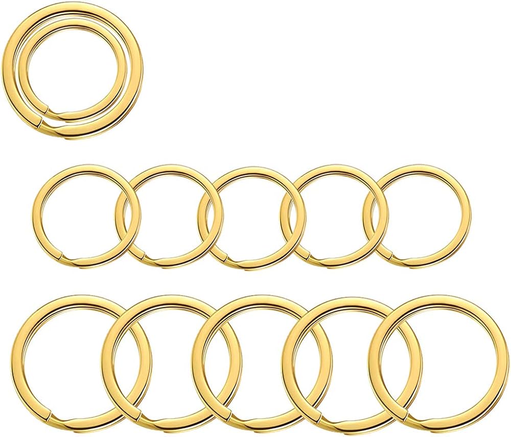 Key Rings for Keychain, Car Keys, Dog Tag Ring, Crafts, Golden, 12Pics: Clothing