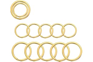LESSMON Key Rings for Keychain, Car Keys, Dog Tag Ring, Crafts, Golden, 12Pics