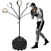 Boxing bar Reflex Speed Bag Punching Bag Free Standing Boxing Bag with Adjustable Height & Reinforced Spring Strong Durable Relief Stress Ball for MMA WWE Exercise（Black White Gold）