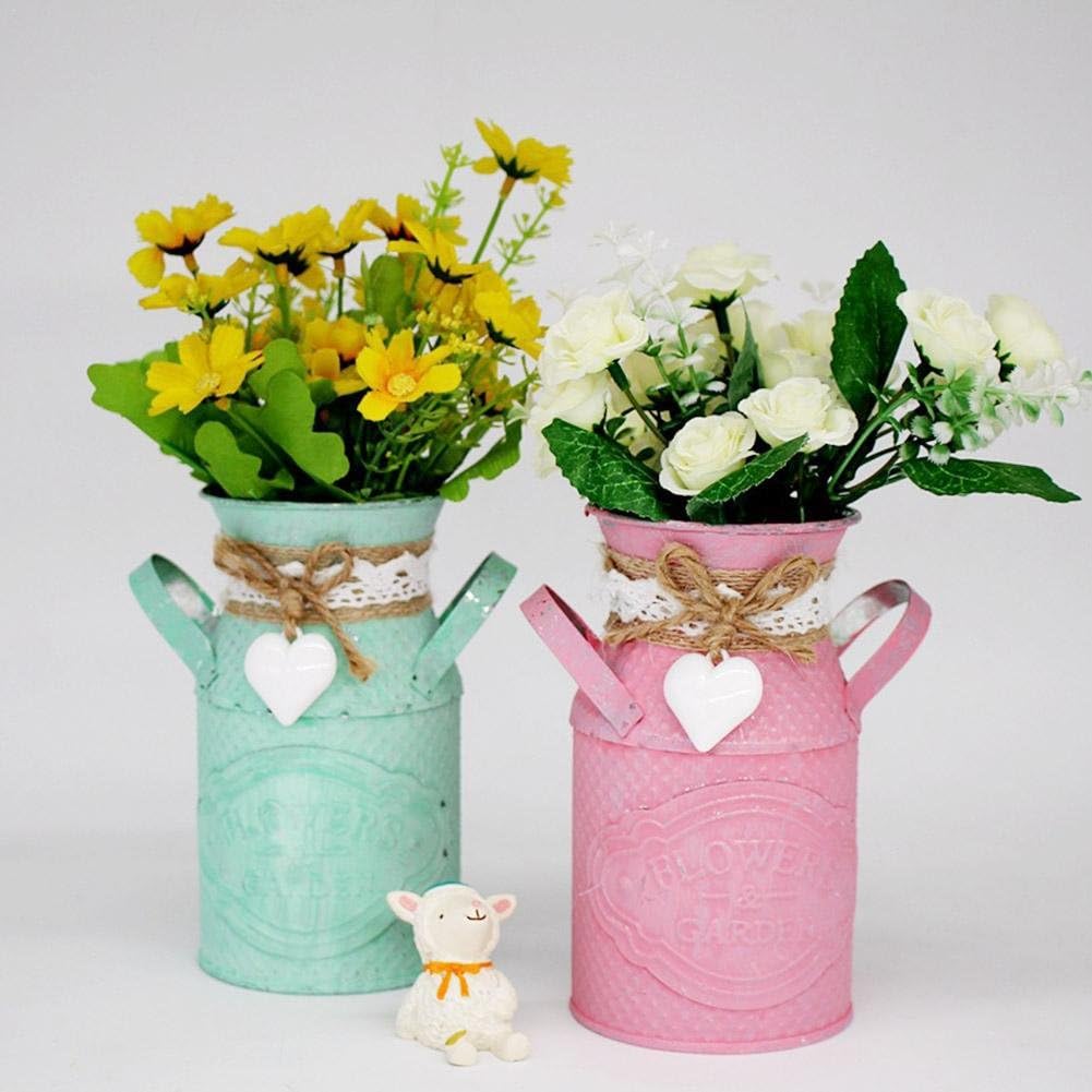 Secchio Circolare in Metallo Semplice Innovativo Vaso da Fiori cilindrico Vaso da Giardino in Ferro Pastorale Vasi Shabby Pot Fioriera Fiori Decorativi da Giardino Fioriere perdecorazione Domestica
