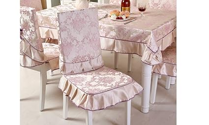 Beige Hysenm Luxury Floral Polyester Dining Tablecloth Chair Cover Chair Seat Slipcovers For Home Hotel Bar