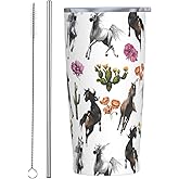 JASROTAO Horse Cactus Tumbler,Horse 20oz Stainless Steel Insulated Travel Tumblers,Travel Coffee Mug with Lid and Straw Water Bottle Drink Tumbler Cups Gifts for Women Men