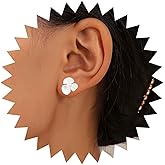 Andelaisi Boho Acrylic Flower Earrings Vintage Resin Flower Earrings Acrylic Tiny Pearl Flower Earrings Wedding Flower Pearl Earrings Jewelry for Women