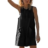 Glamaker Women's Summer Sleeveless Romper Casaul Beach Vacation Loose Shorts Jumpsuit Overalls Outfits 2026 With Pocket