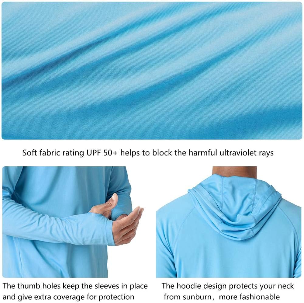 Willit Men's UPF 50+ Sun Protection Hoodie Shirt Long Sleeve SPF Fishing Outdoor UV Shirt Hiking Lightweight: Clothing