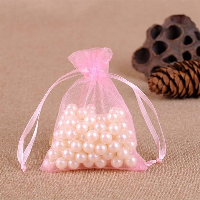 UNHO 100 Pcs Organza Bags Jewelry Organza Drawstring Pouches Gift Bags