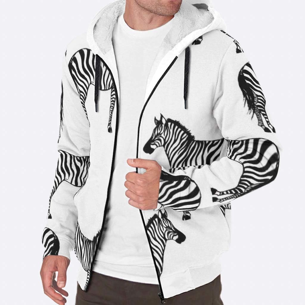 TengmiuXin Black Zebra Klassisch Fleece-Kapuzenjacke mit Reißverschluss mit Vordertasche für Männer Frauen Stationary
