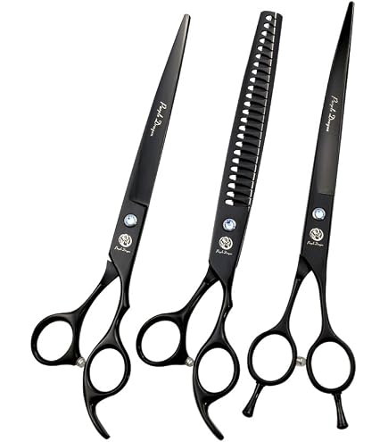 LILYS PET Hundeschere – Japanischer 440C Edelstahl, Fischgrät-Muster, 20,3 Cm | Für Hundefell & Trimmen | Rechtshänder, Mit Etui