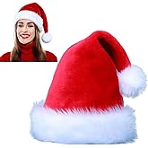 Ankelesz Santa Hat, Xmas Hat for Adults, Touch Soft Velvet Thickened Santa Hats for Christmas New Year Party Supplies