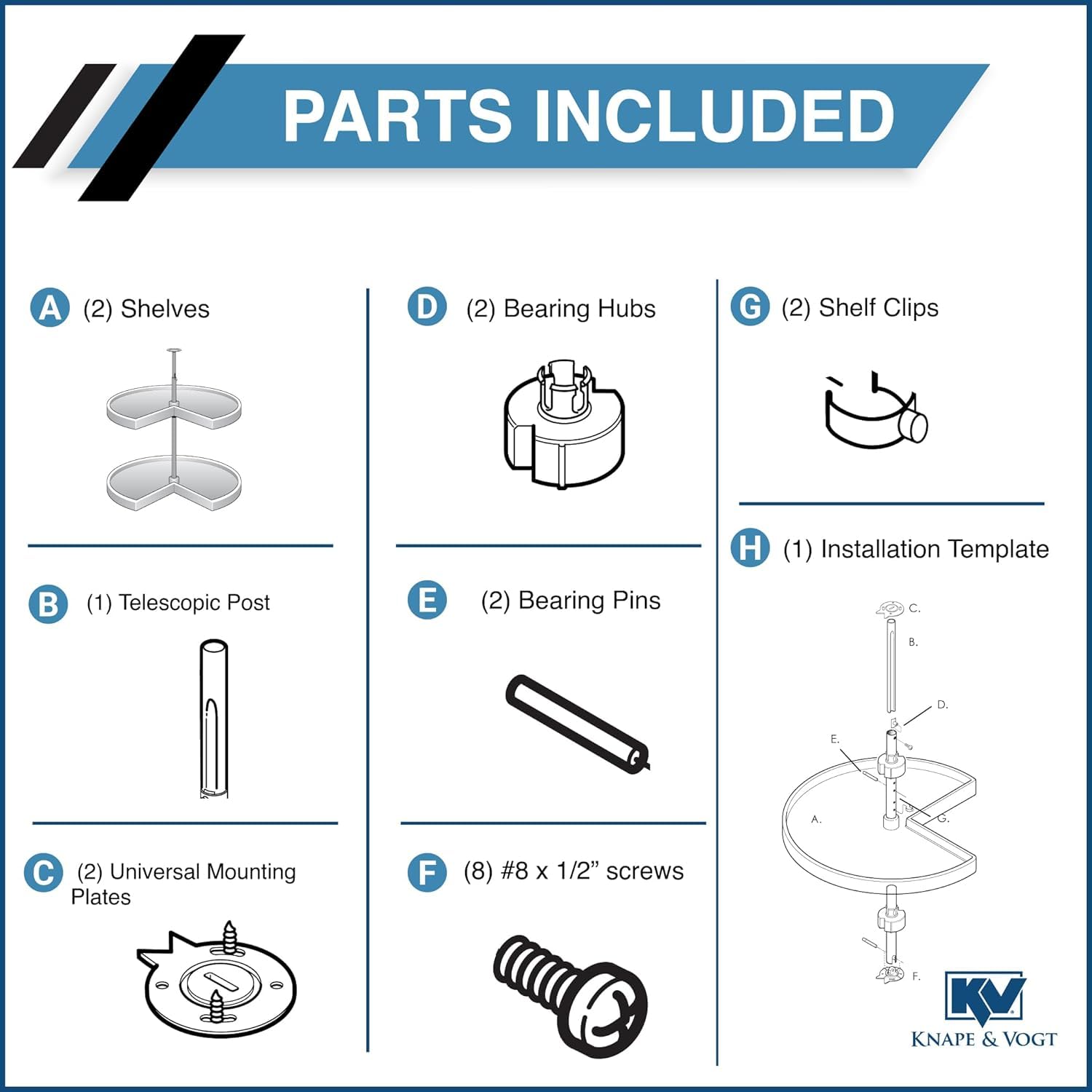 KV Lazy Susan Kidney Shaped 2 Polymer Shelves 24