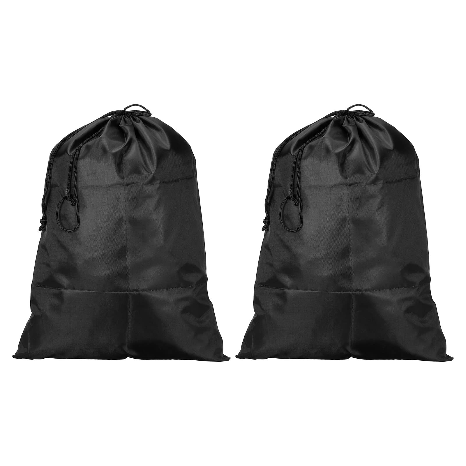 PATIKIL Clothes Storage Drawstring Bag, 2 Pack 19.7" Height Clothing Blankets Double Drawstrings Organizer Bags for Camping Travel, Black