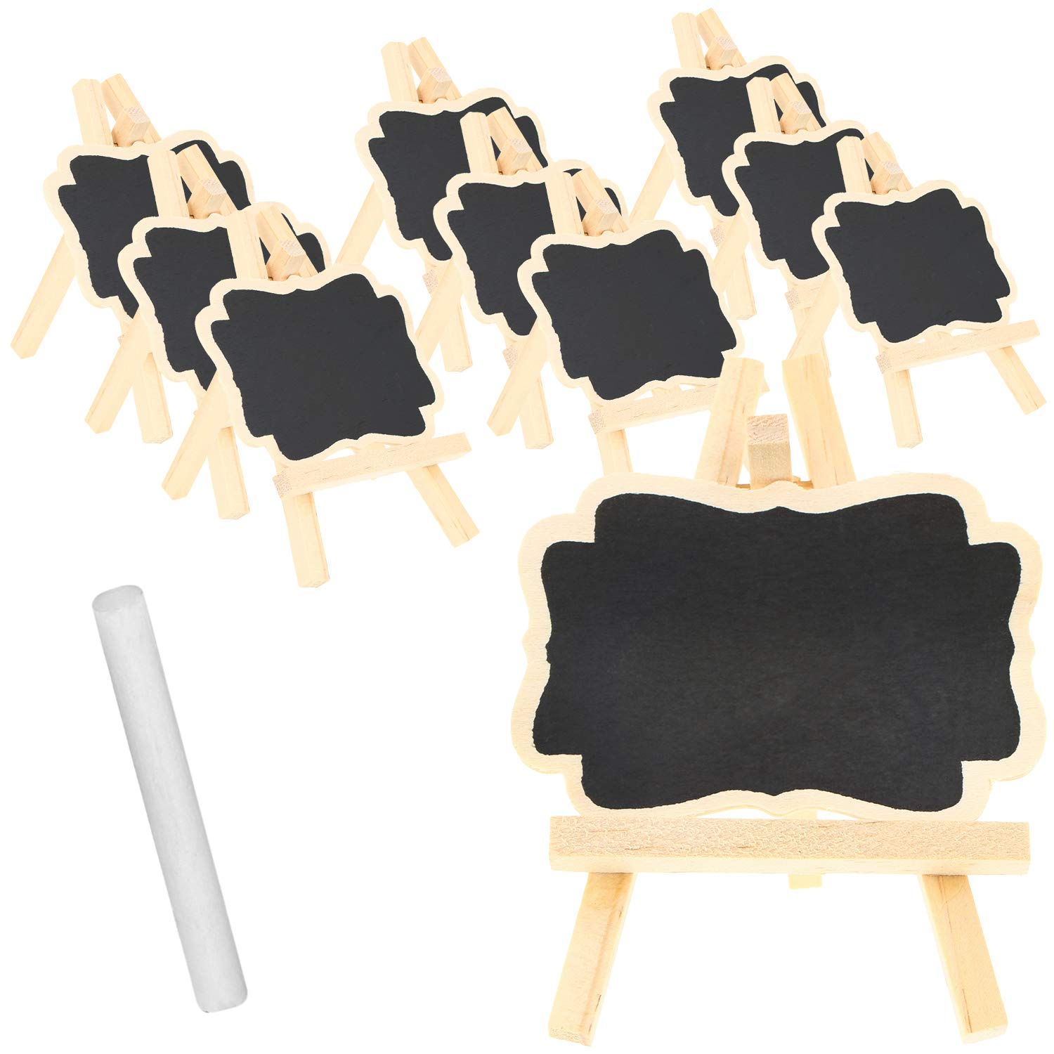 COM-FOUR® 10x Mini Wooden Plank Set for Herbs and Room Plants, Wooden Easel with Chalk for Plant pots, Seeds, Seeds