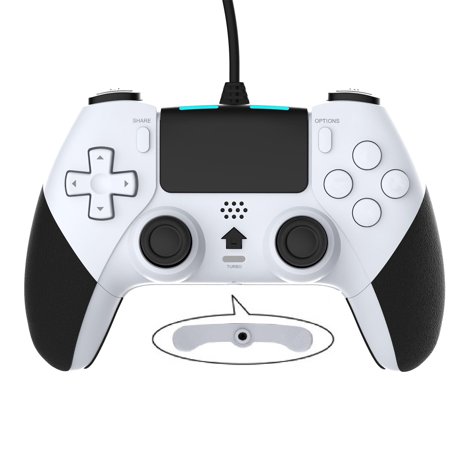 Wired Controller Gamepad for Playstation 4 with Advanced Programming Buttons Dual Vibration Shock Joystick Gamepad for PS4/PS4 Slim/PS4 Pro and PC (White)