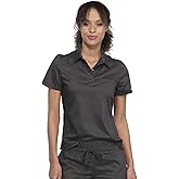 Cherokee Scrubs for Women Polo Top Snap Front Tuckable Scrub Shirt with Chest Pocket, Mesh Panels, Stretch Easy Care - WW698