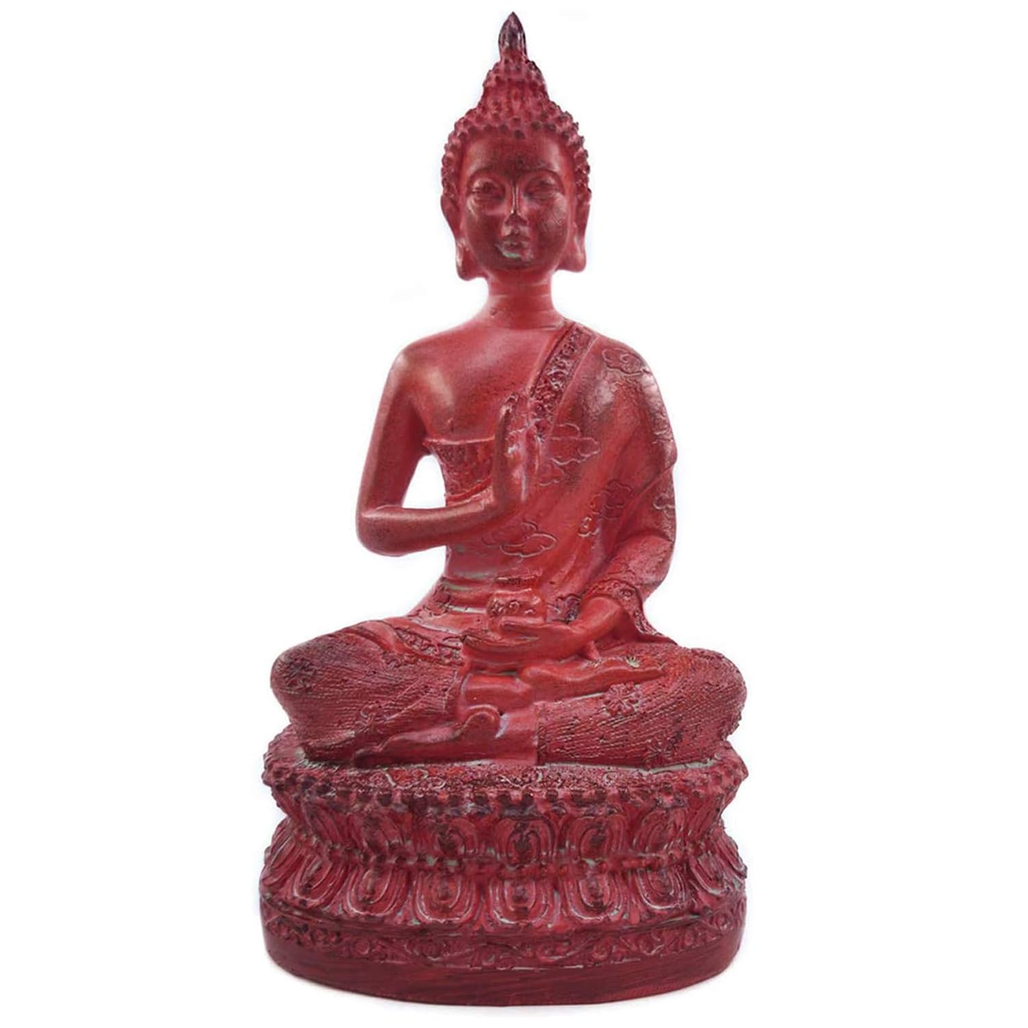 ornerx Thai Sitting Buddha Statue for Home Decor Red 6.7 "