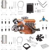 CISON-V8 Engine Model Kit with Accessories, Metal OHV V8 Engine 1/6 Scale Water-Cooled 4-Stroke Engine Model Kit, Physical Experiment Model for Adults