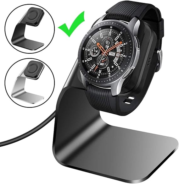 Amazon Com Cavn Compatible With Samsung Galaxy Watch Charger 42mm 46mm Gear S3 Charger Dock Stand Replacement Aluminum Charging Cable Cord Station Cradle Base With 4 2ft Usb Accessory Not For Active Black