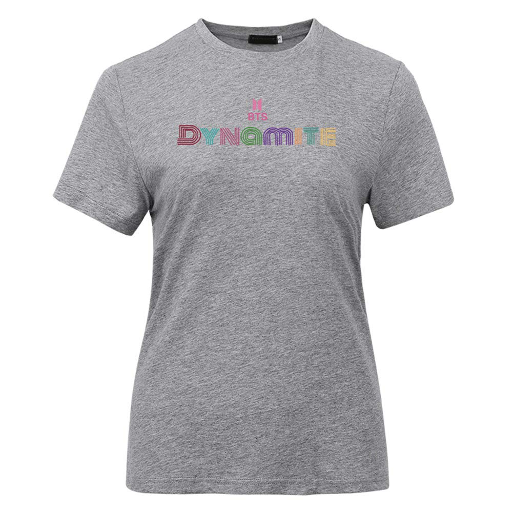 Leotiee Unisex Kpop BTS New Album Dynamite Classic-Fit 100% Cotton Short-Sleeve Heavyweight Crewneck T-Shirt Korean Fashion Music Lover T-Shirt for Army