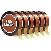 6 Rolls Heat Tape, High Temperature Heat Resistant Tape for Sublimation | 10mm*16m(52FT) Polyimide Heat Tape, Adhesive Transfer Tape for Sublimation Press Vinyl, Soldering, Electronics, No Residue