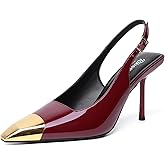 RIBONGZ Sexy Slingback Pumps Elegant Dressy Heels for Women Closed Toe Pointy High Heels Wedding Bride Prom Party Evening Shoes