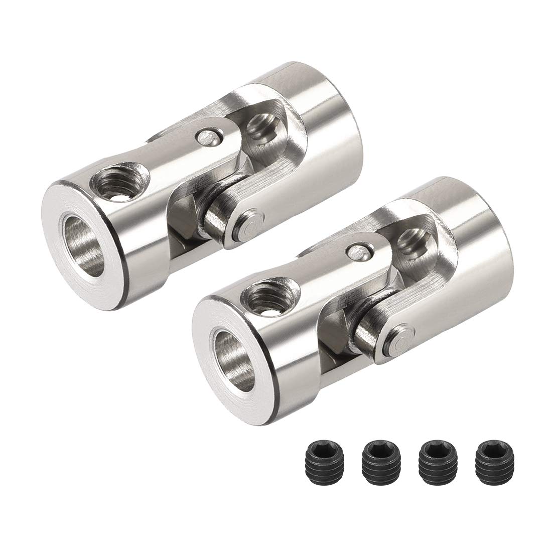 sourcing map 2 PCS 5mm to 6mm Rotatable Universal Steering Shaft Coupler Motor Connector Joint Coupling L24XD11