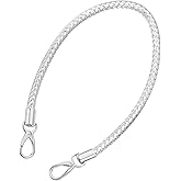 uxcell Leather Purse Strap, 1Pc 60cm/23.62" Short Leather PU Braided Purse Replacement Handle with Metal Buckles for Underarm Bags, Handbags (Silver Strap + Silver Clasp)