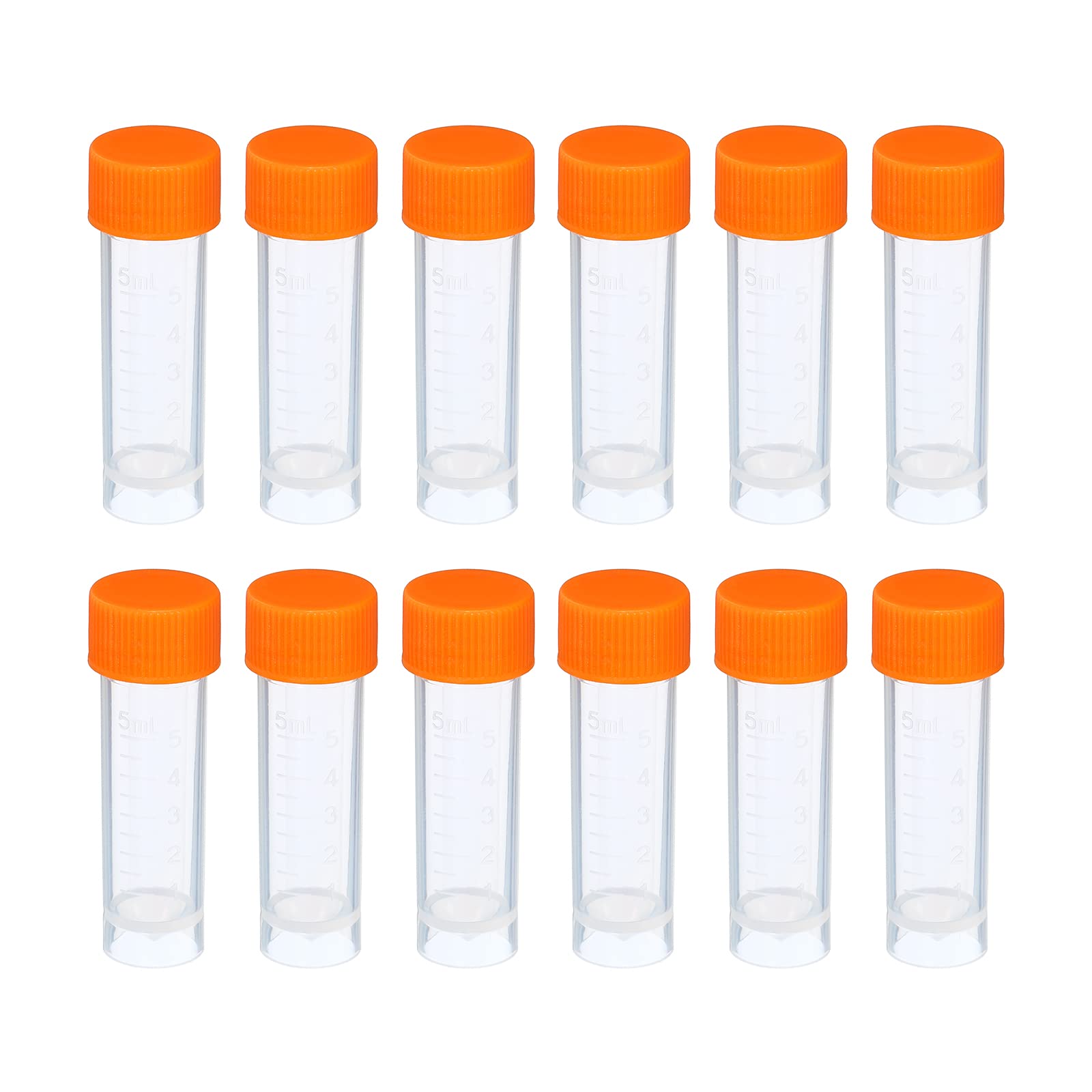 Photo 1 of PATIKIL 5mL Plastic Test Tubes, 12 Pack Frozen Container Storage Screw Cap for Lab Laboratory Science, Clear