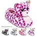 TY Beanie Boos Kids Girls Big Head Glamour Leopard Non Skid Plush Slippers, Pink/Purple, Medium