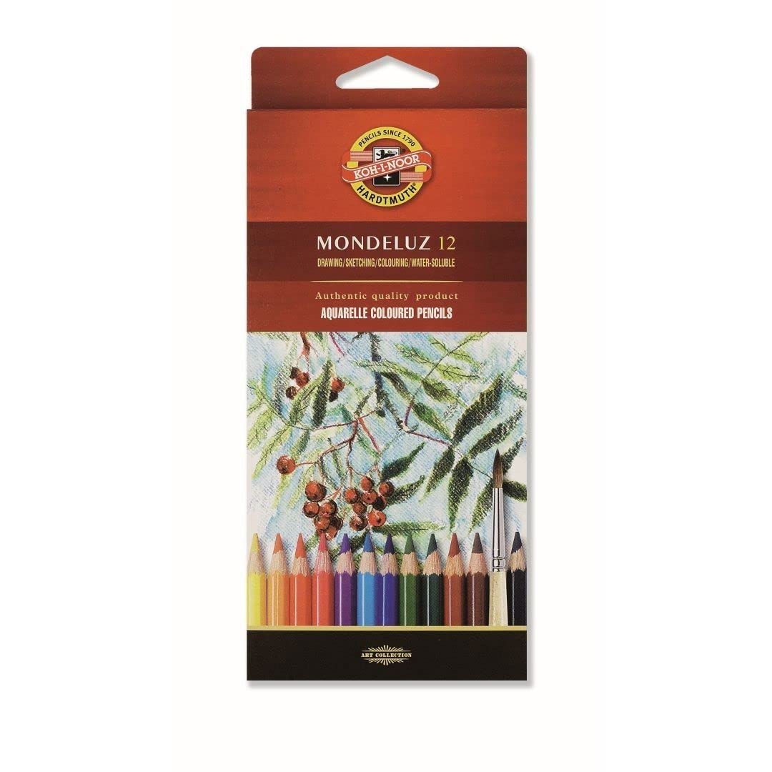 KOH-I-NOOR Mondeluz Watercolour Pencil Case – Pack of 12 Colour Cardboard Cases, Pack of 12