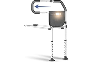 Agrish Bed Rails for Elderly Adults Safety - Bed Rail with Motion Light & Dual-Row Adjustable Legs - Bed Cane for Seniors, Surgery Patients & Handicap, Fit King Queen Full Twin Bed