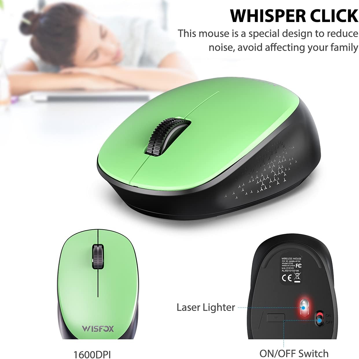 Wireless Keyboard and Mouse Combo, WisFox 2.4G Ergonomic USB Keyboard with Phone Holder, Full-Size Keyboard and Mouse Set for Computer, Laptop and Desktop(Green and Black): Computers & Accessories