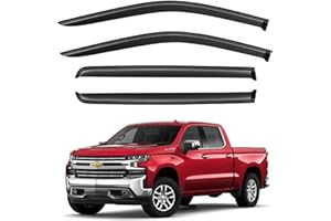 YQAUTEC Window Visors Rain Guards for 2019-2024 Chevy Silverado/GMC Sierra 1500 Crew Cab, Out-Channel Window Vent Wind Deflectors Visors Shades for 20-24 Silverado/Sierra 2500HD 3500HD Crew Cab